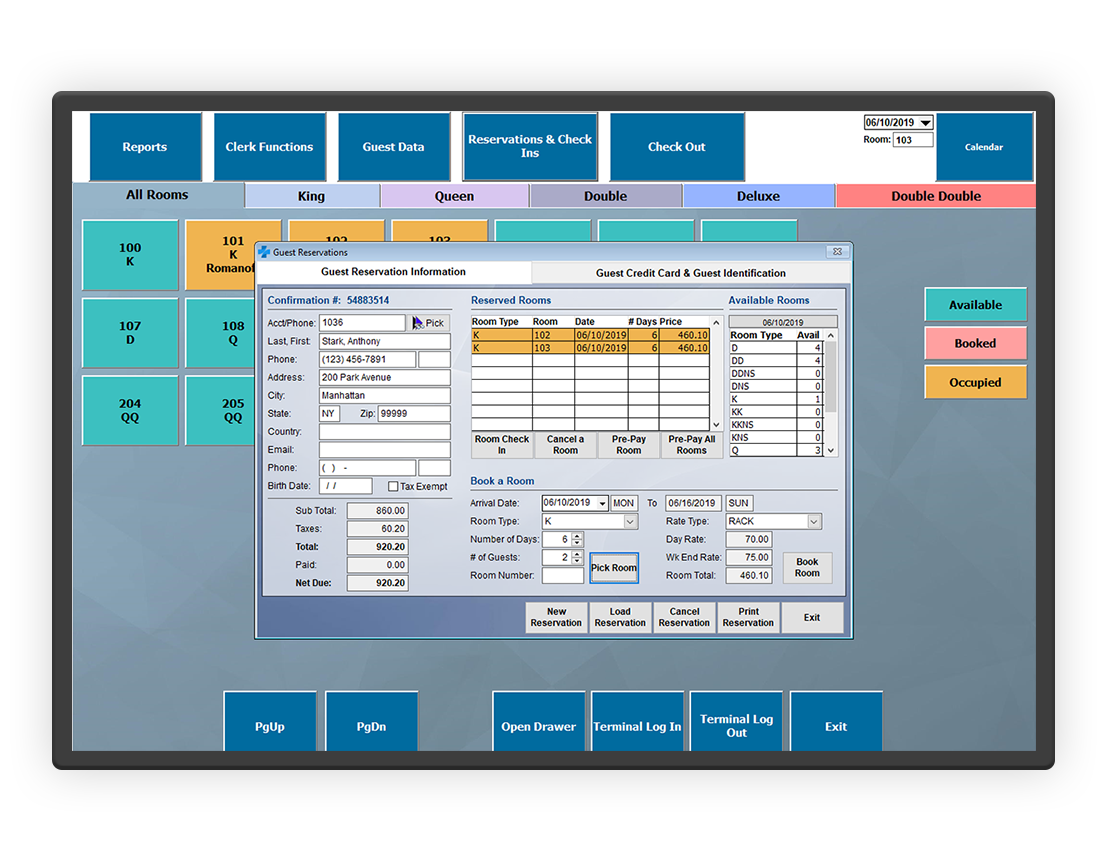 Hotel Point of Sale Screenshot