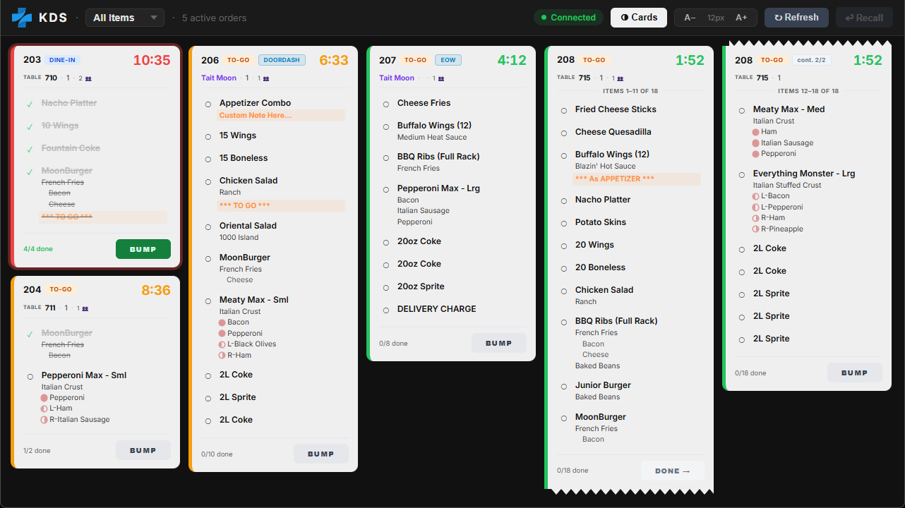 KDS Main Screen