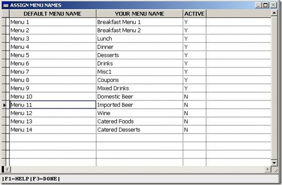 assign menu name