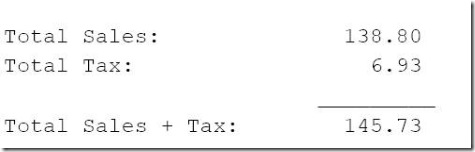 Restaurant Total Sales and Tax