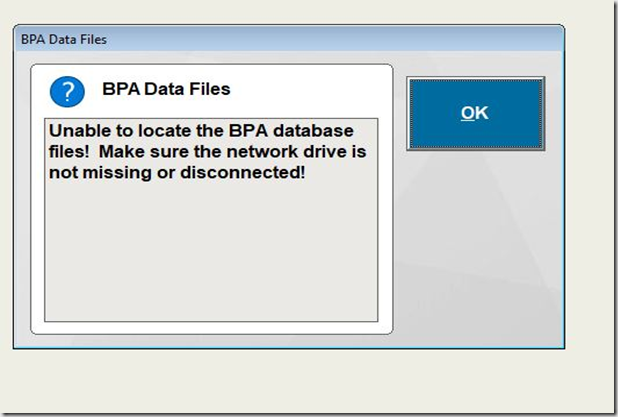 BPA Database Error