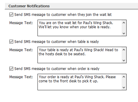 Customer SMS Notification Miscellaneous Definitions In BPAPOS