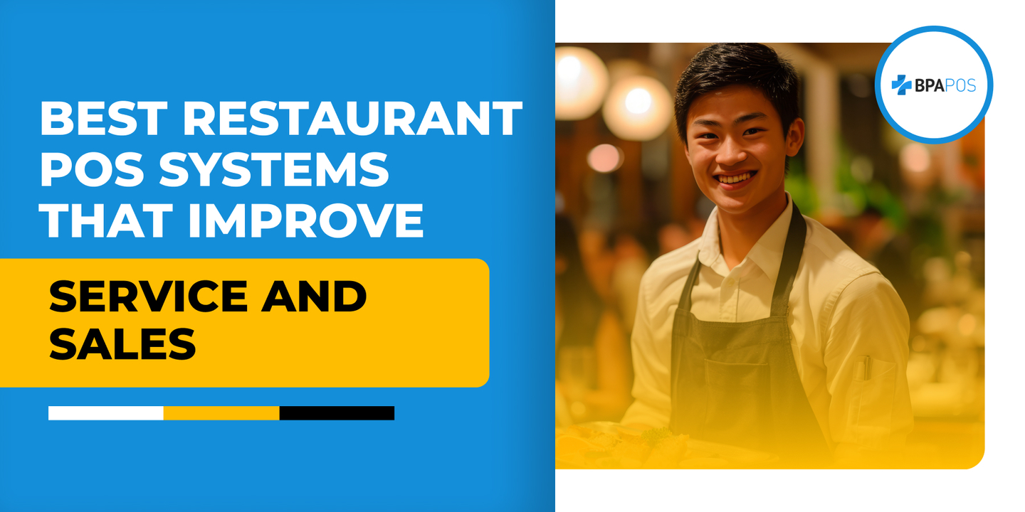Best Restaurant POS Systems to Enhance Service and Sales Smiling server in a restaurant using advanced POS systems to streamline service and improve sales.