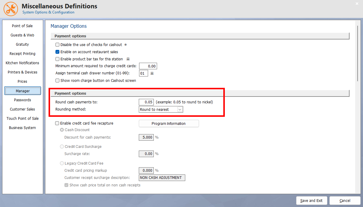 Cash Rounding Settings