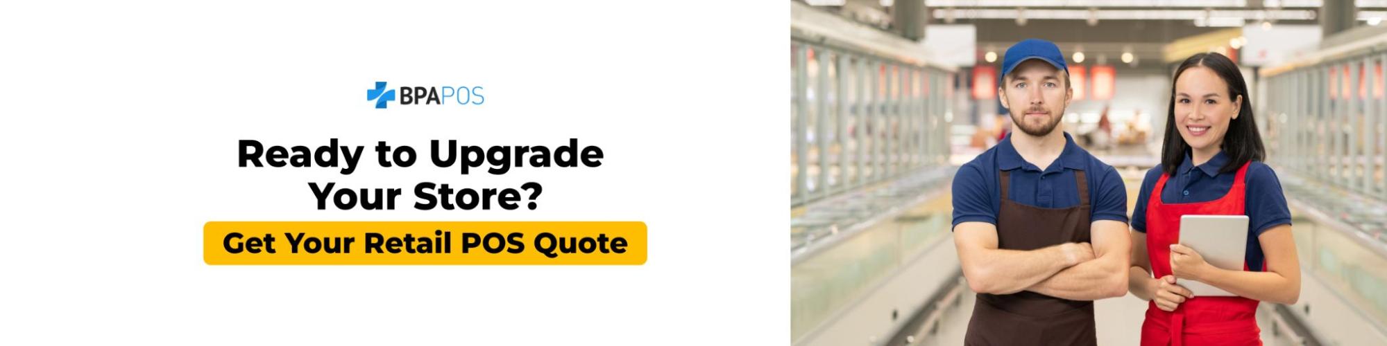 Retail shop management system promotion showing store staff in a retail environment, highlighting POS solutions that improve sales, inventory control, and daily store operations