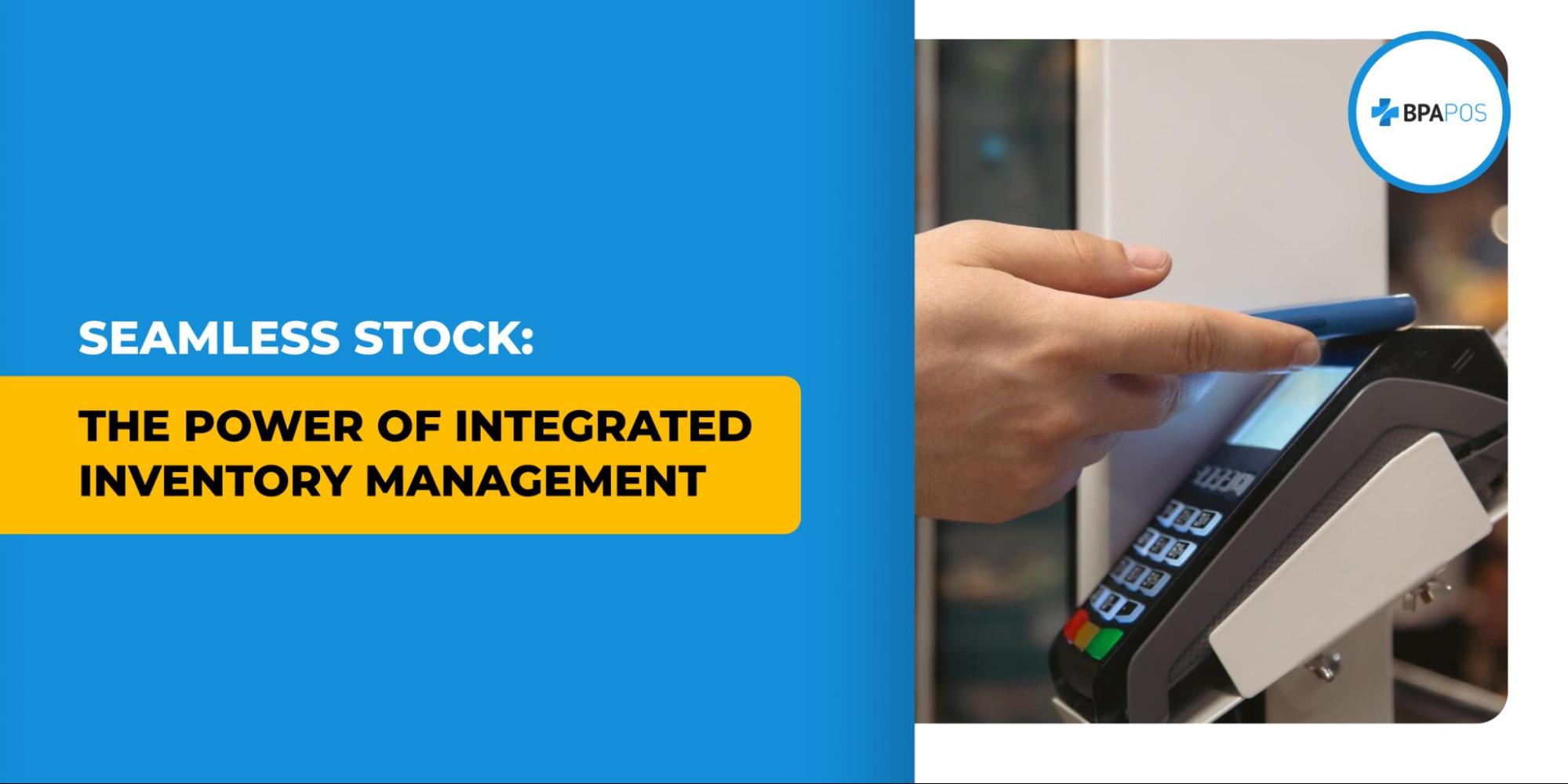 Person using a POS terminal to manage stock levels, illustrating integrated inventory management within a connected POS system.