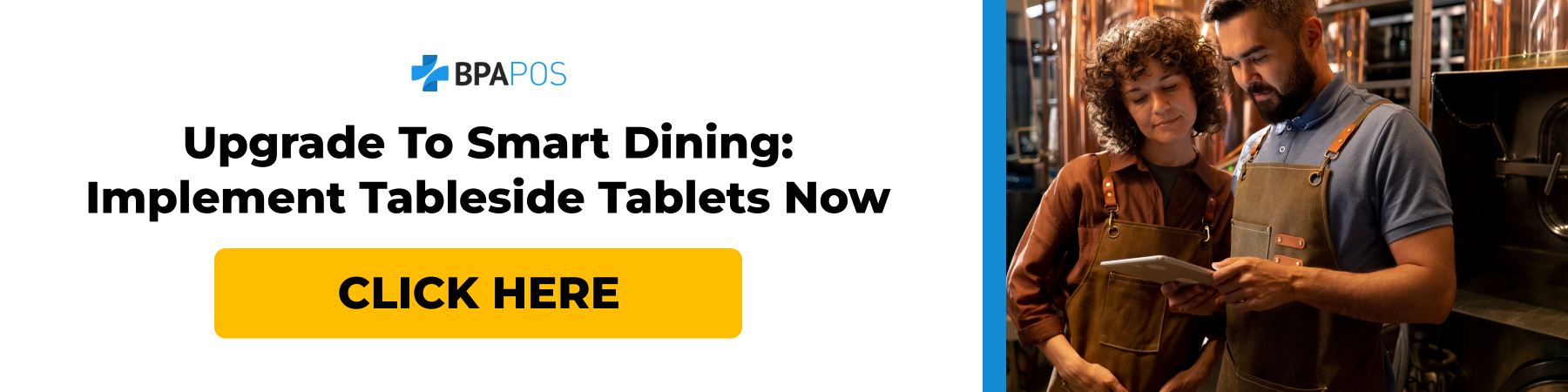 Upgrade to Smart Dining with Tableside Tablets A call-to-action banner encouraging restaurants to implement tableside tablets for smarter dining.