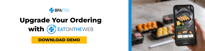 Upgrade Your Ordering System with EatOnTheWeb Mobile-friendly ordering demo for EatOnTheWeb, featuring sushi on a smartphone screen. Click to download the demo.